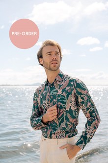 Teal Blooms Long Sleeve Shirt (Pre-Order Only)